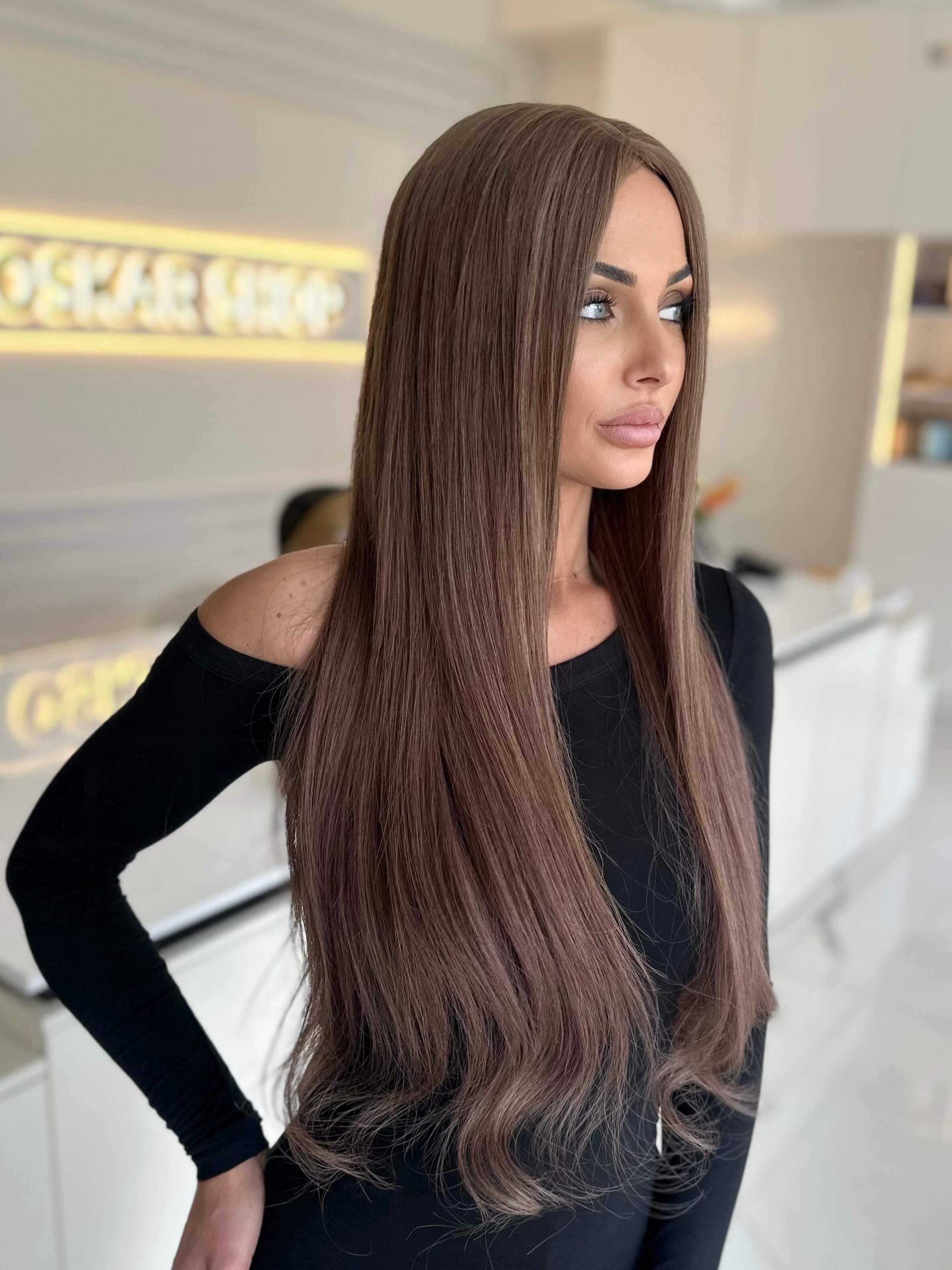 Peruca din par natural Long Angel Brown - Extensii de par București