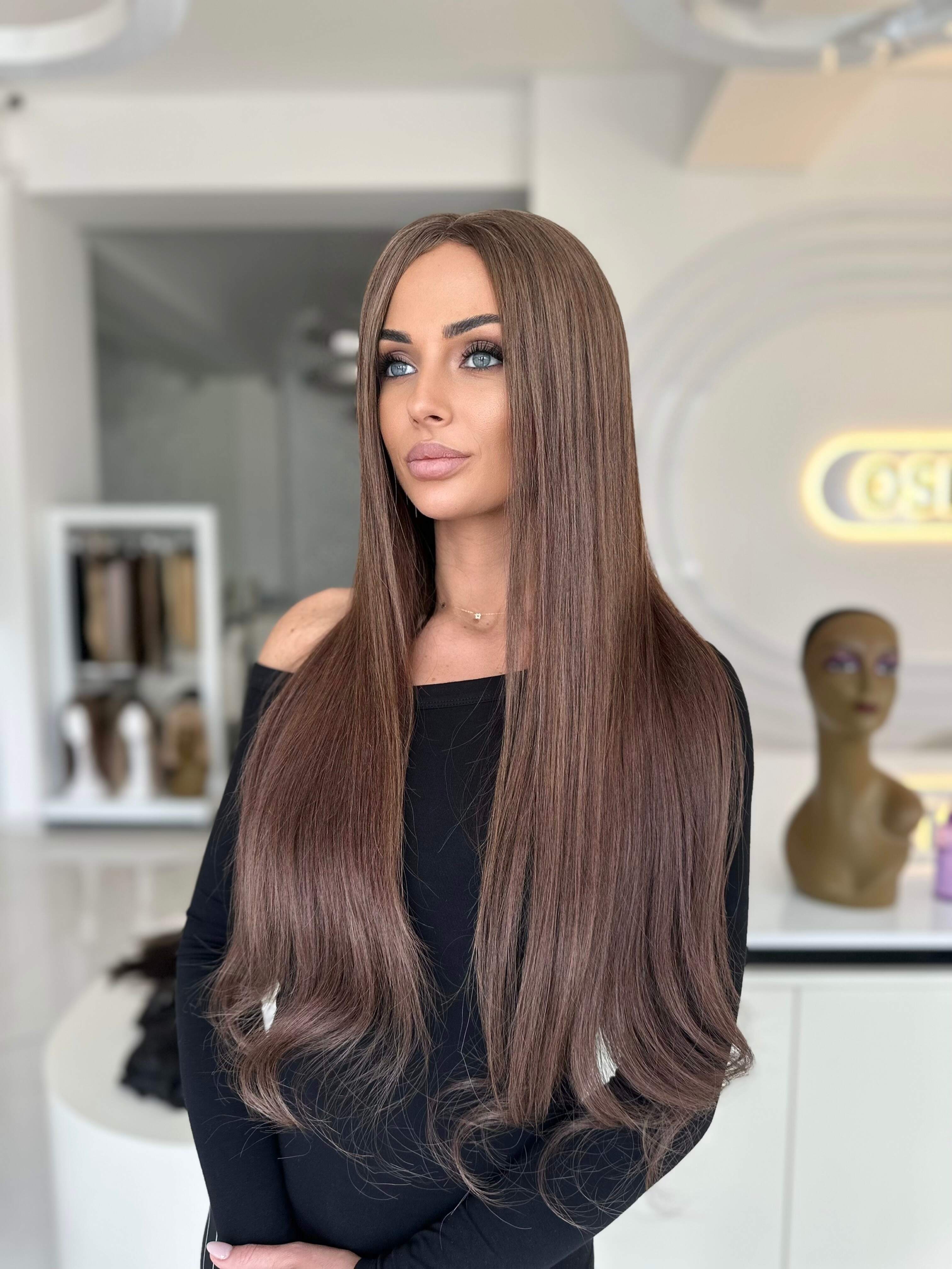 Peruca din par natural Long Angel Brown - Extensii de par București