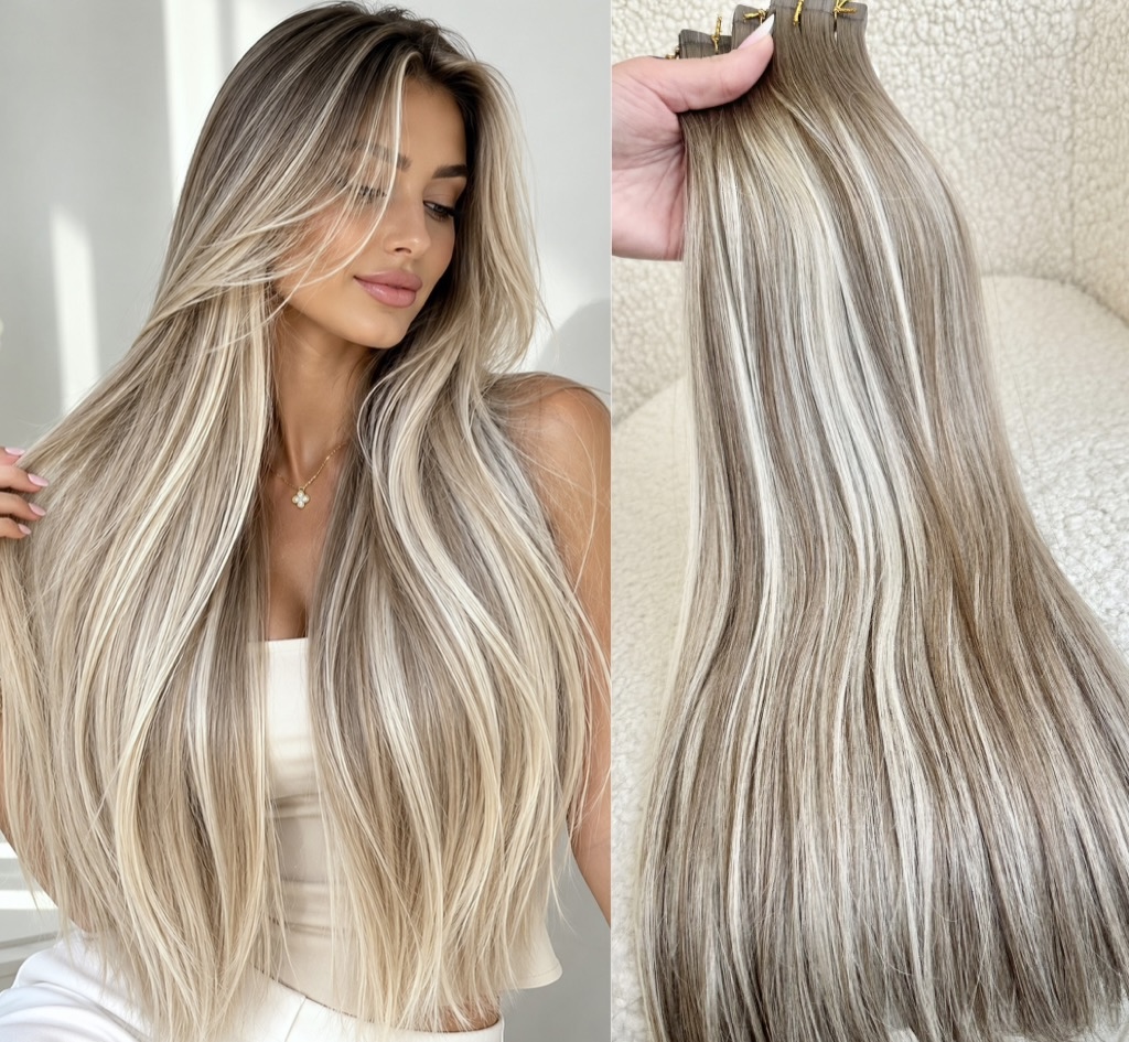 Extensii Tape-in Russian Hair DOUBLE TAPE Balayage #8/Silver/8 - Extensii de par București Extensii Tape-in Russian Hair DOUBLE TAPE Balayage #8/Silver/8 - Extensii de par București