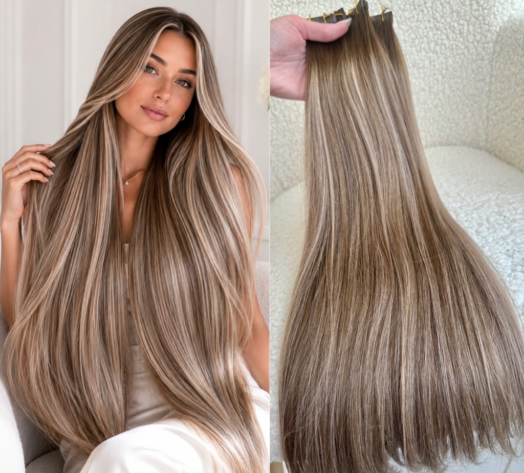 Extensii Tape-in Russian Hair DOUBLE TAPE Balayage #4/17/4 - Extensii de par București