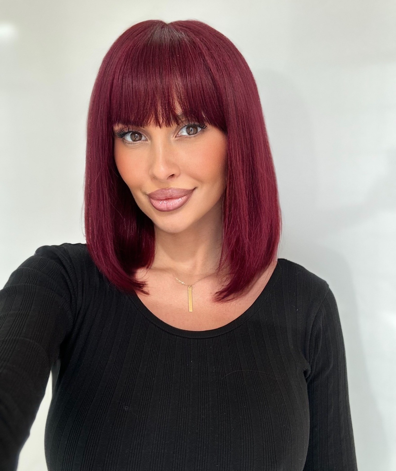Peruca din par natural Mia Burgundy - Extensii de par București