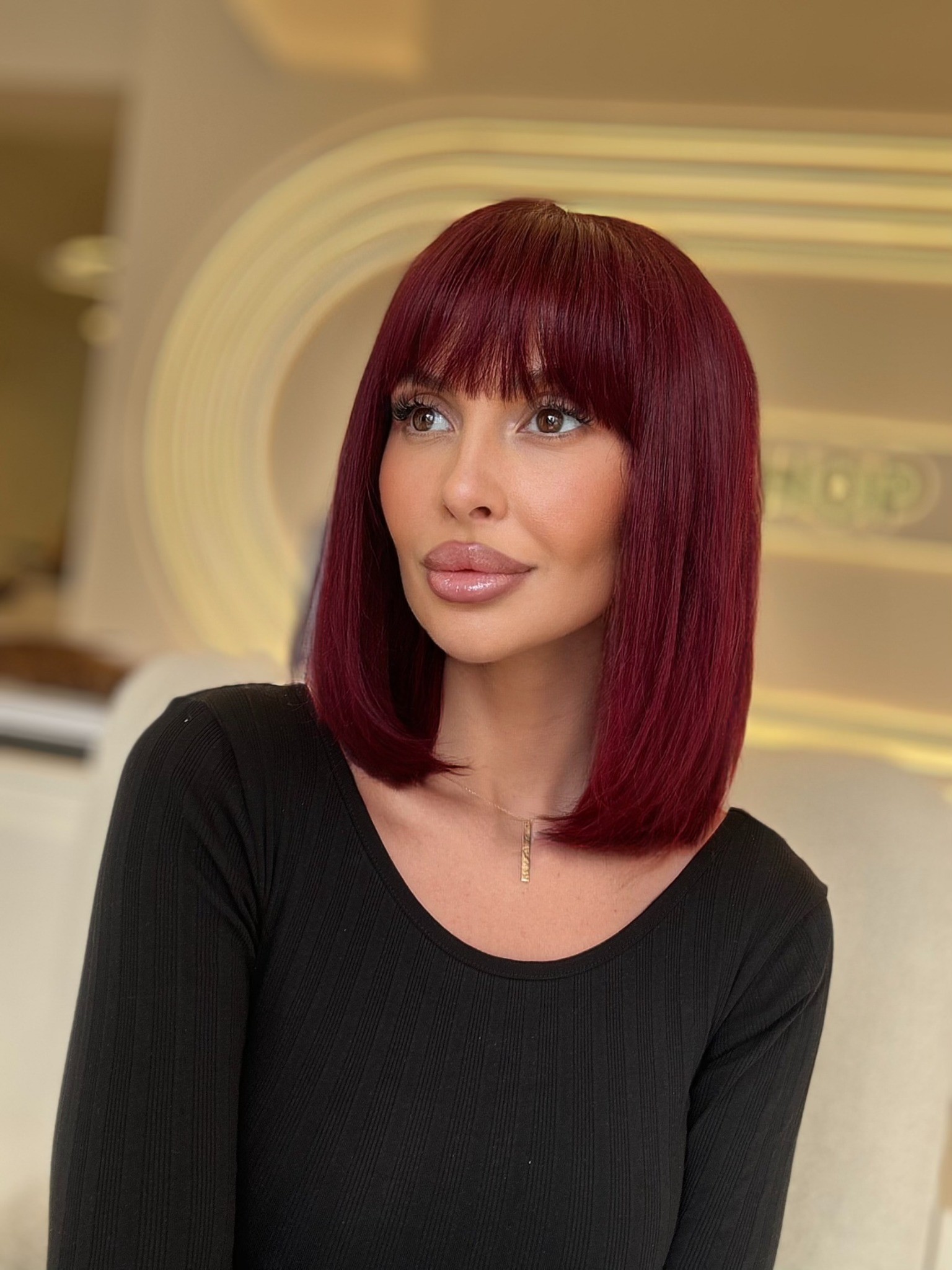 Peruca din par natural Mia Burgundy - Extensii de par București