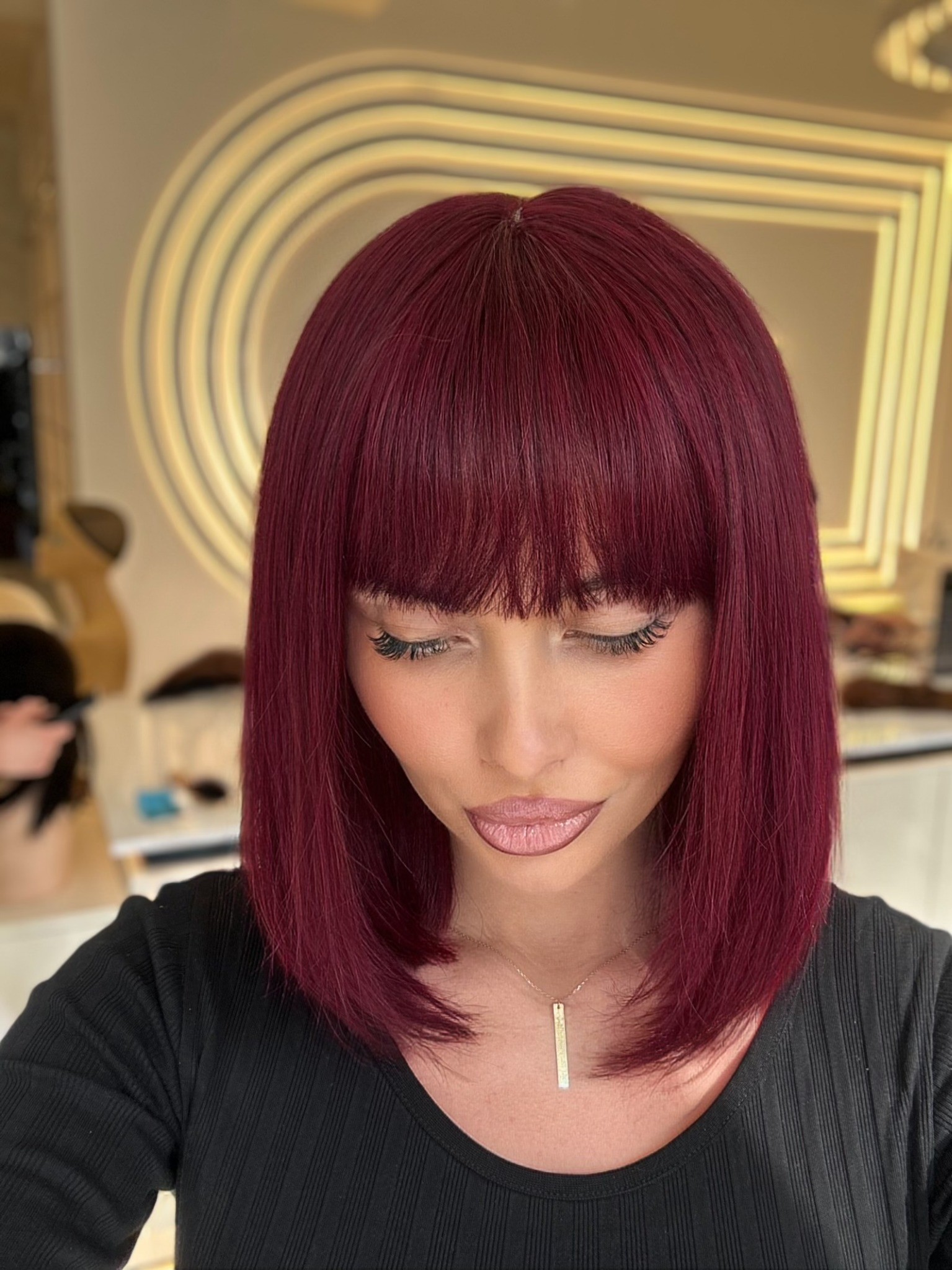 Peruca din par natural Mia Burgundy - Extensii de par București