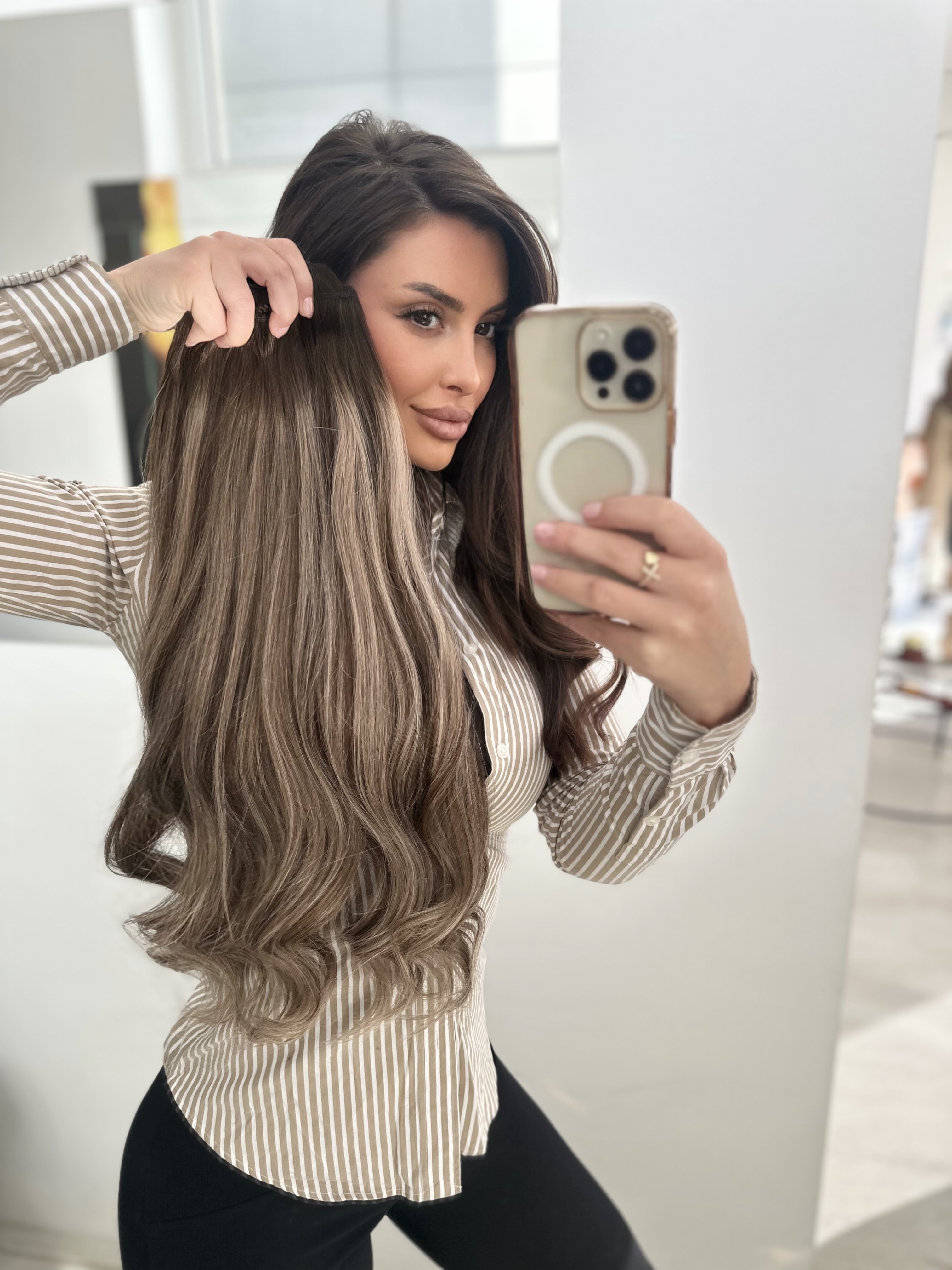 Extensii Clip-on White Platinum Balayage #4/#17/#4 - Extensii de par București