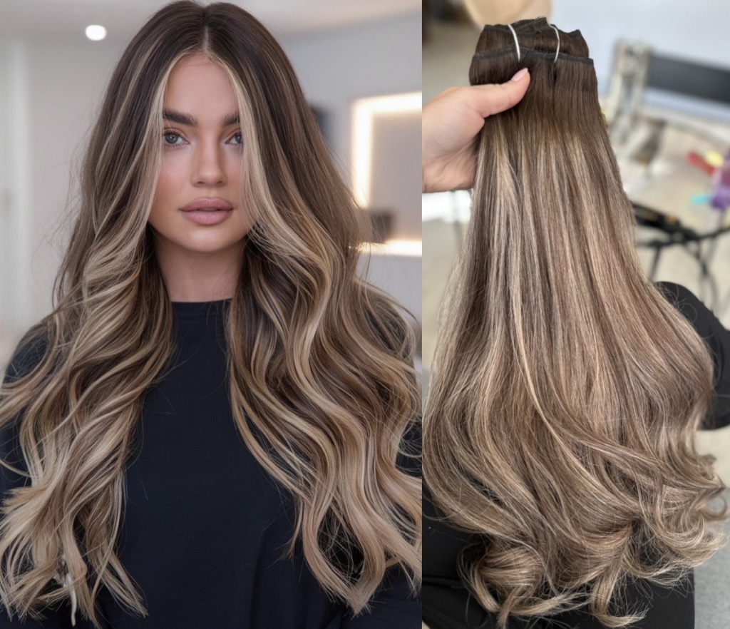 Extensii Clip-on White Platinum Balayage #4/#17/#4 - Extensii de par București