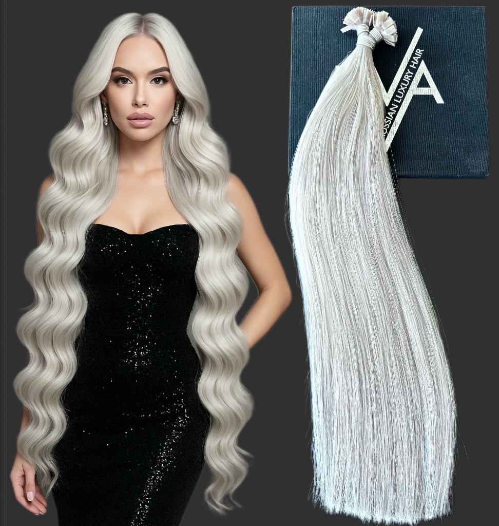Extensii MICRO KERATINA Russian Hair Blond Grey - Extensii de par București