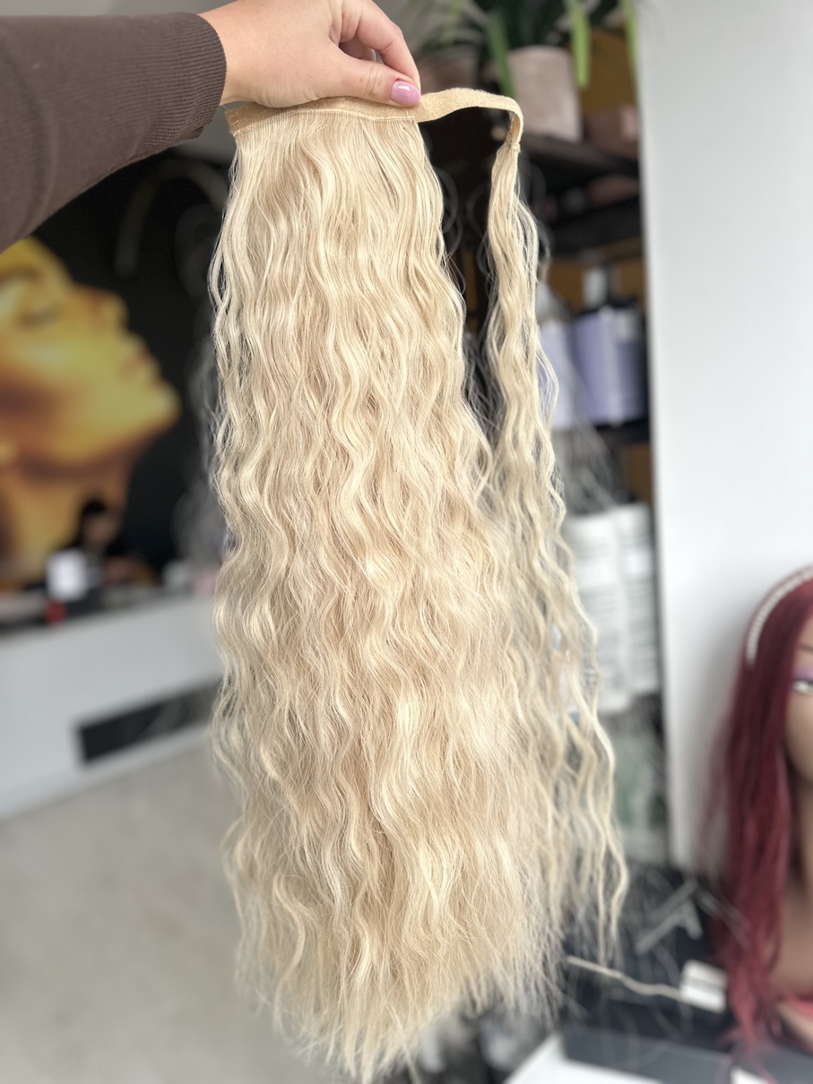 Coada pe scai Blond Suvitat Ondulata - Extensii de par București