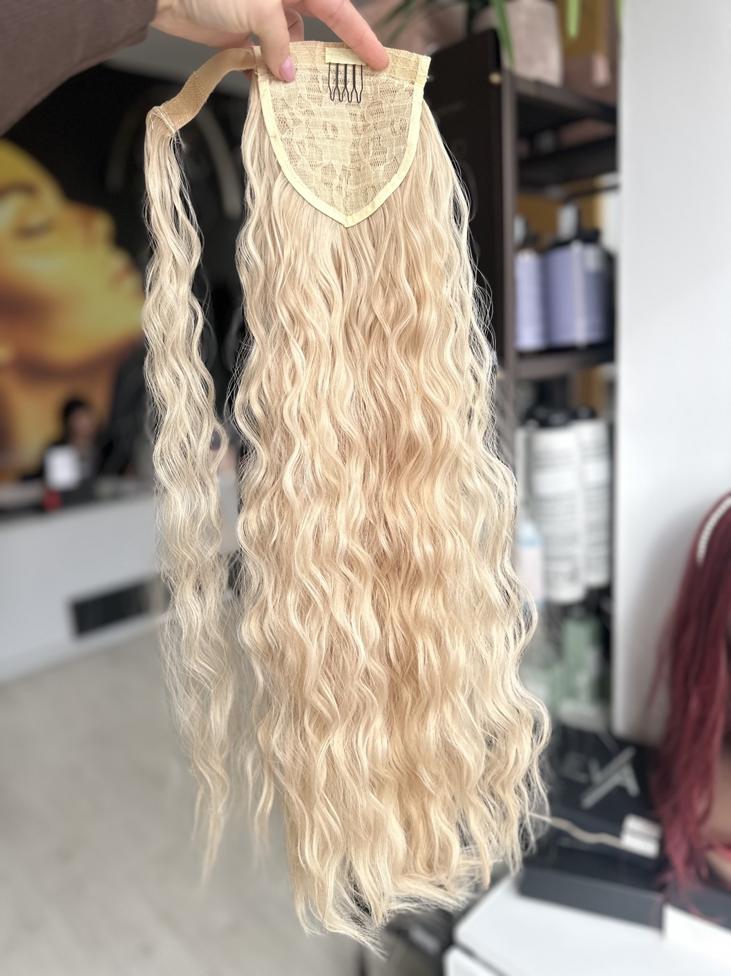 Coada pe scai Blond Suvitat Ondulata - Extensii de par București