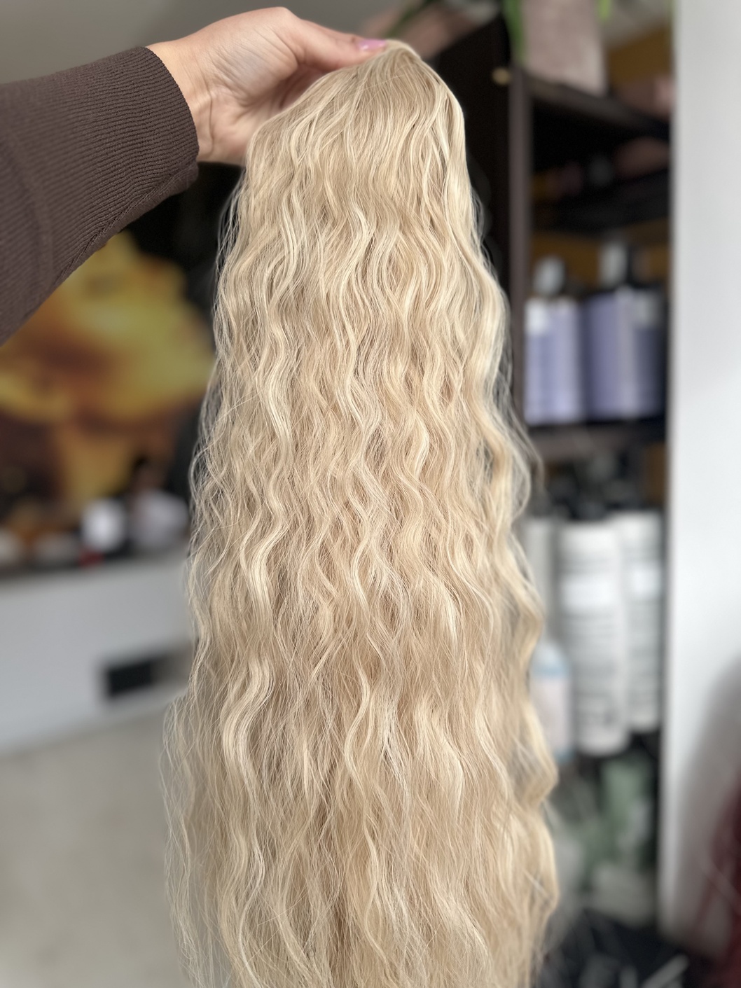 Coada pe scai Blond Suvitat Ondulata - Extensii de par București