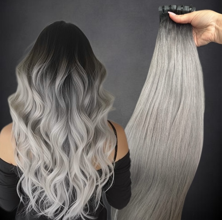 Extensii Tape-in SLAVIC Hair Ombre #1/Grey - Extensii de par București