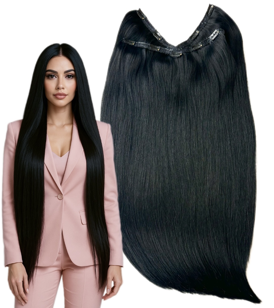 Tresa Eva Hair (4D) Negru Drept #1 - Extensii de par București