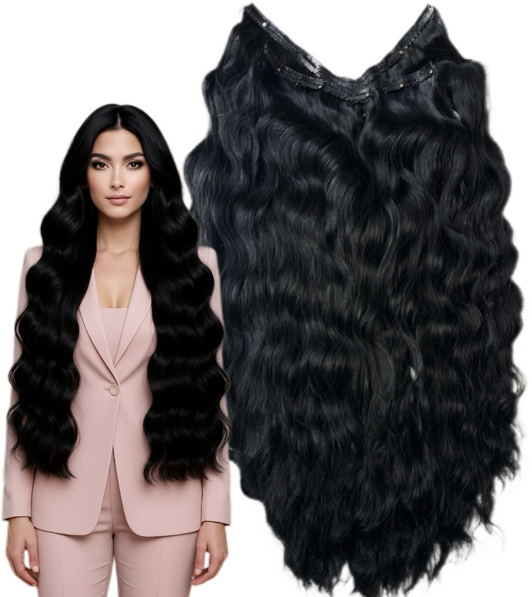 Tresa Eva Hair (4D) Negru Ondulat #1  - Extensii de par București