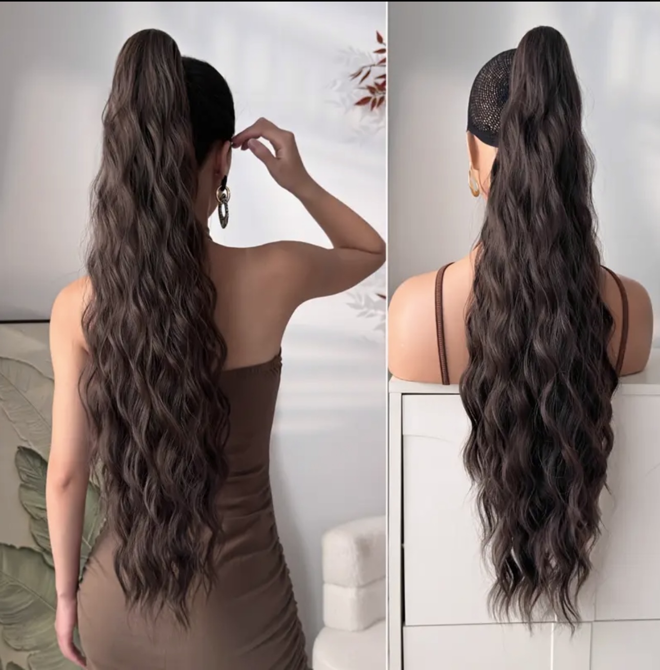 Coada de Par cu Cleste Ondulata Saten Deschis, 70 cm - Extensii de par București