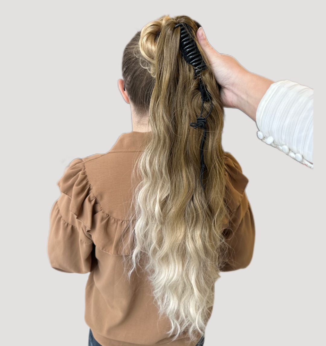 Coada de Par cu Cleste Ombre Blond Bej/ Blond Deschis, 70 cm  - Extensii de par București