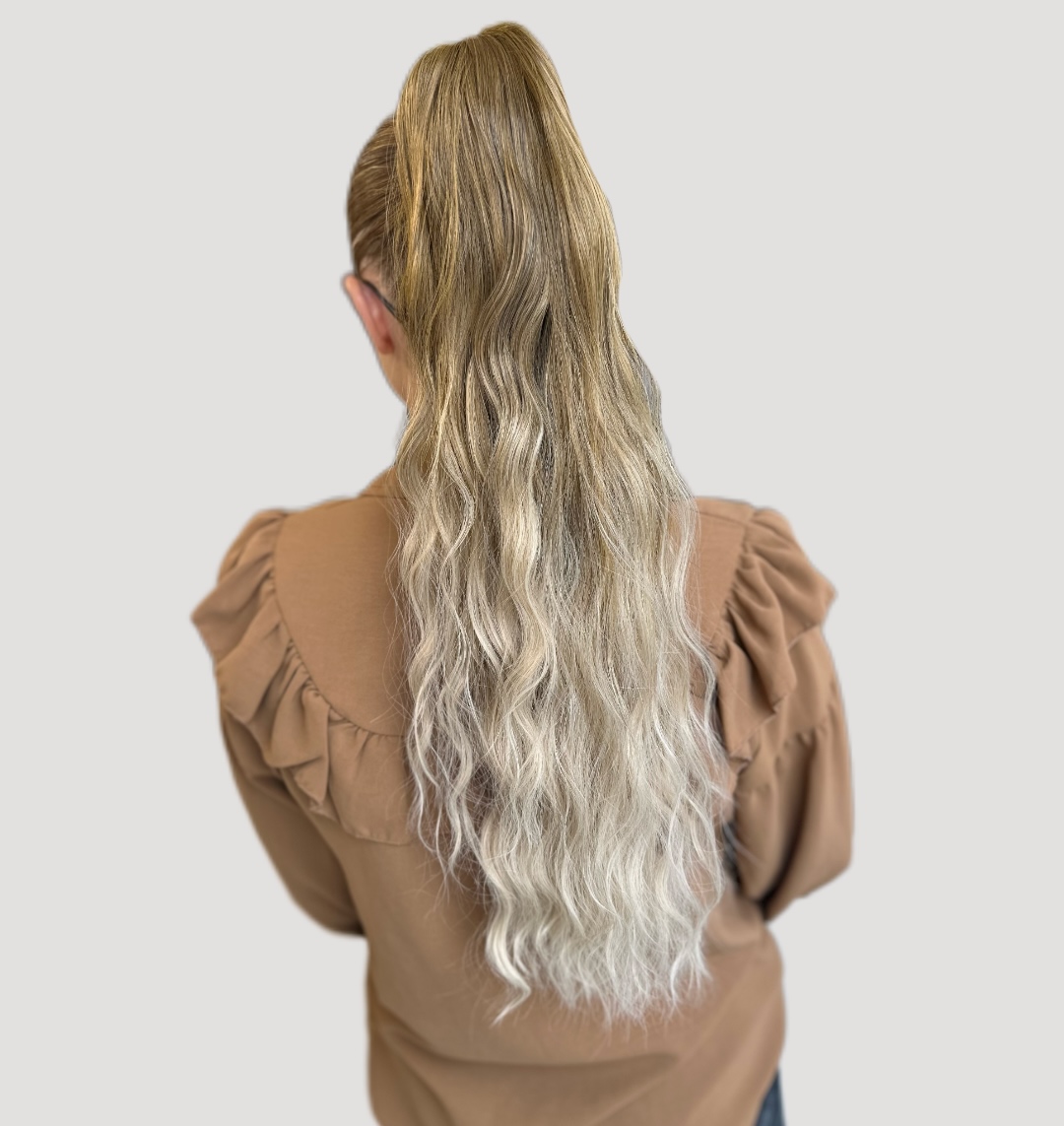 Coada de Par cu Cleste Ombre Blond Bej/ Blond Deschis, 70 cm  - Extensii de par București
