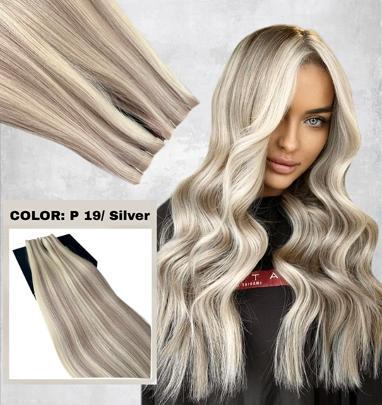 Extensii Invisible Tape Balayage #19/Silver - Extensii de par București