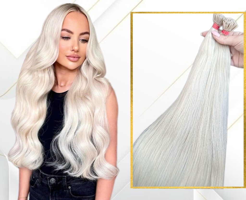 Extensii Cheratina Par Slavic #100 Blond Alb - Extensii de par București