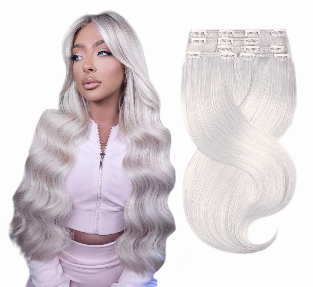 Clip On Premium Drept Black Collection Brilliant Grey - Extensii de par București