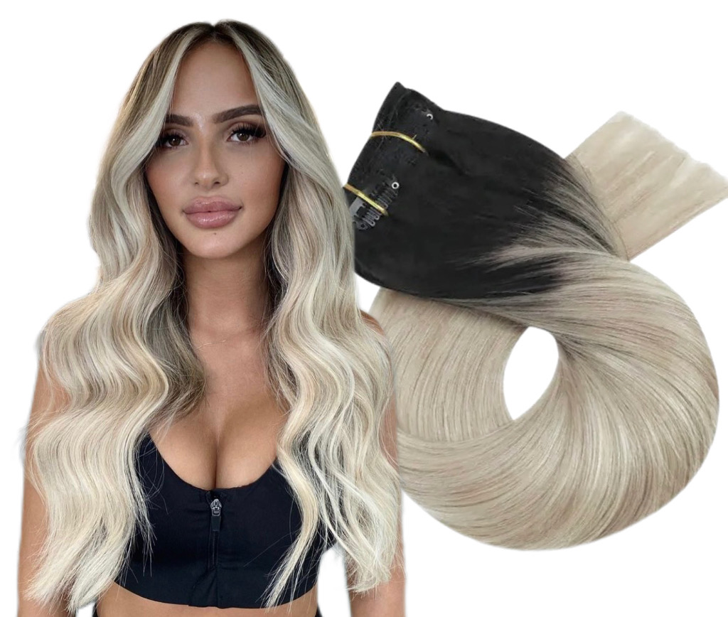 Extensii Clip-On Oskar OMBRE #1B Light Grey - Extensii de par București