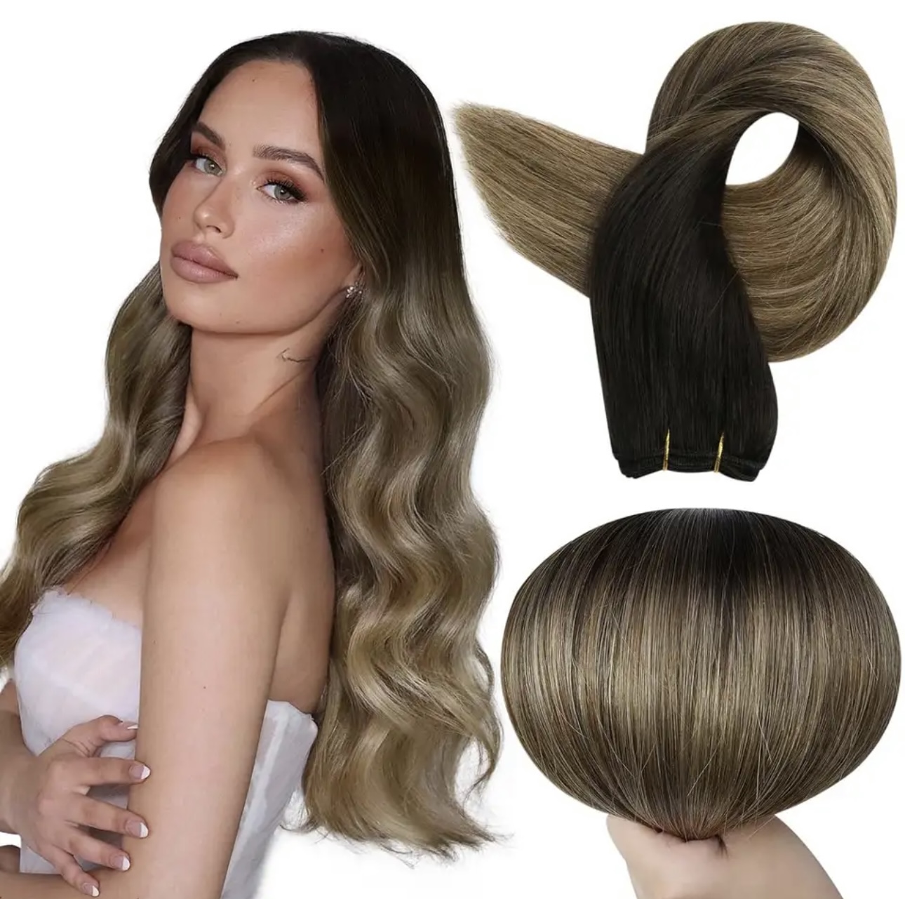 Extensii Clip-on White Platinum Ombre #3 #8N - Extensii de par București
