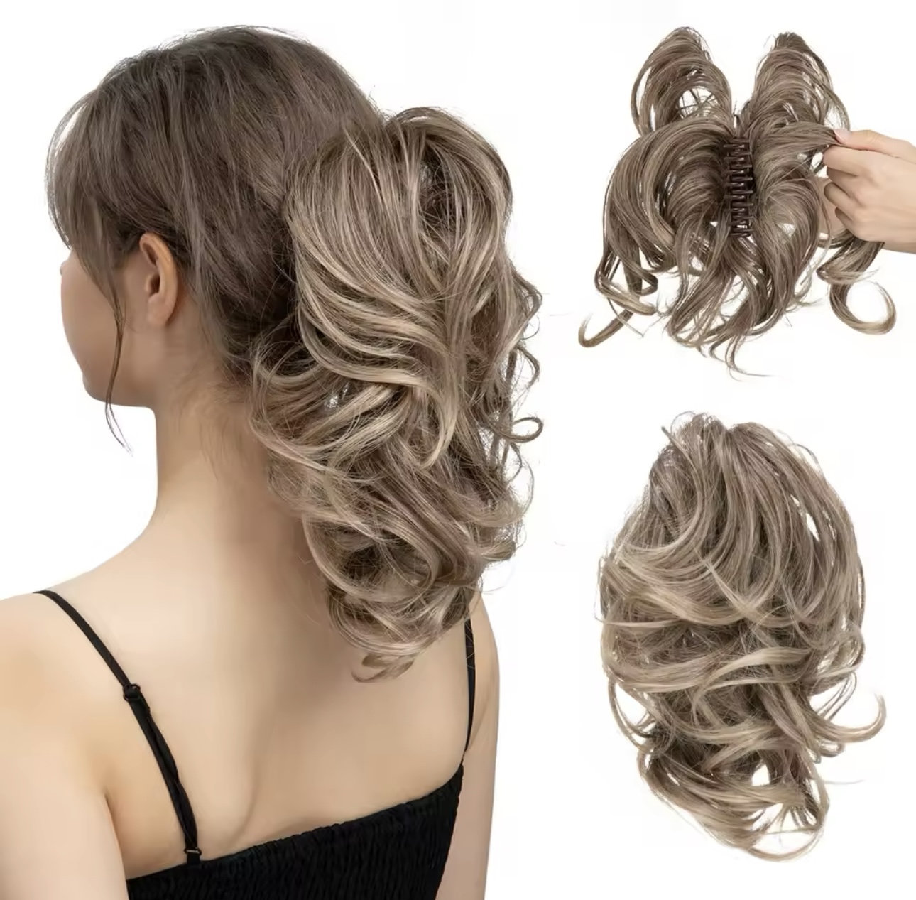 Cozi de Volum Ondulate Blond Natural Cenusiu - Extensii de par București