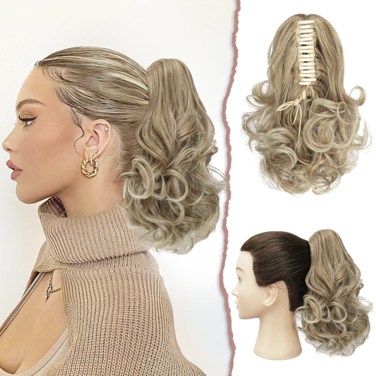 Cozi de Volum Ondulate Blond Bej Inchis - Extensii de par București