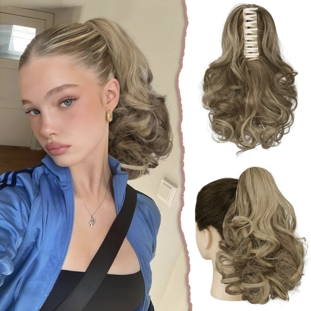 Cozi de Volum Ondulate Blond Natural Inchis - Extensii de par București