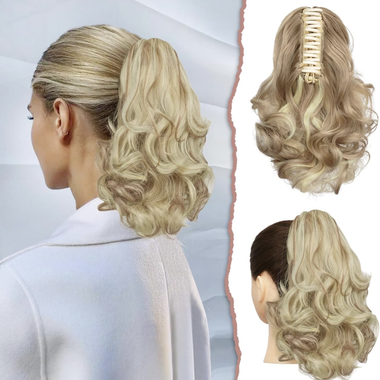 Cozi de Volum Ondulate Blond Natural Deschis - Extensii de par București
