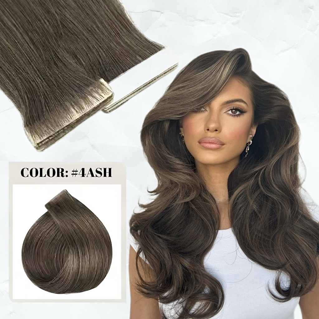 Extensii Invisible Tape #4 Ash Saten Natural Mediu - Extensii de par București