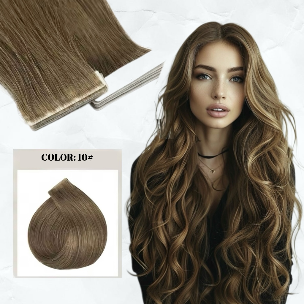 Extensii Invisible Tape #10 Blond Natural Inchis - Extensii de par București