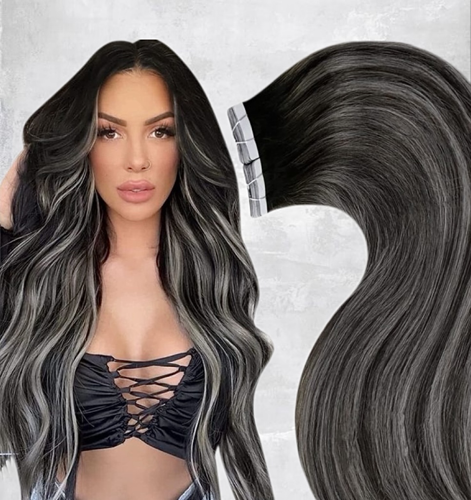 Extensii Tape In Balayage #1b Light Grey - Extensii de par București Extensii Tape In Balayage #1b Light Grey - Extensii de par București