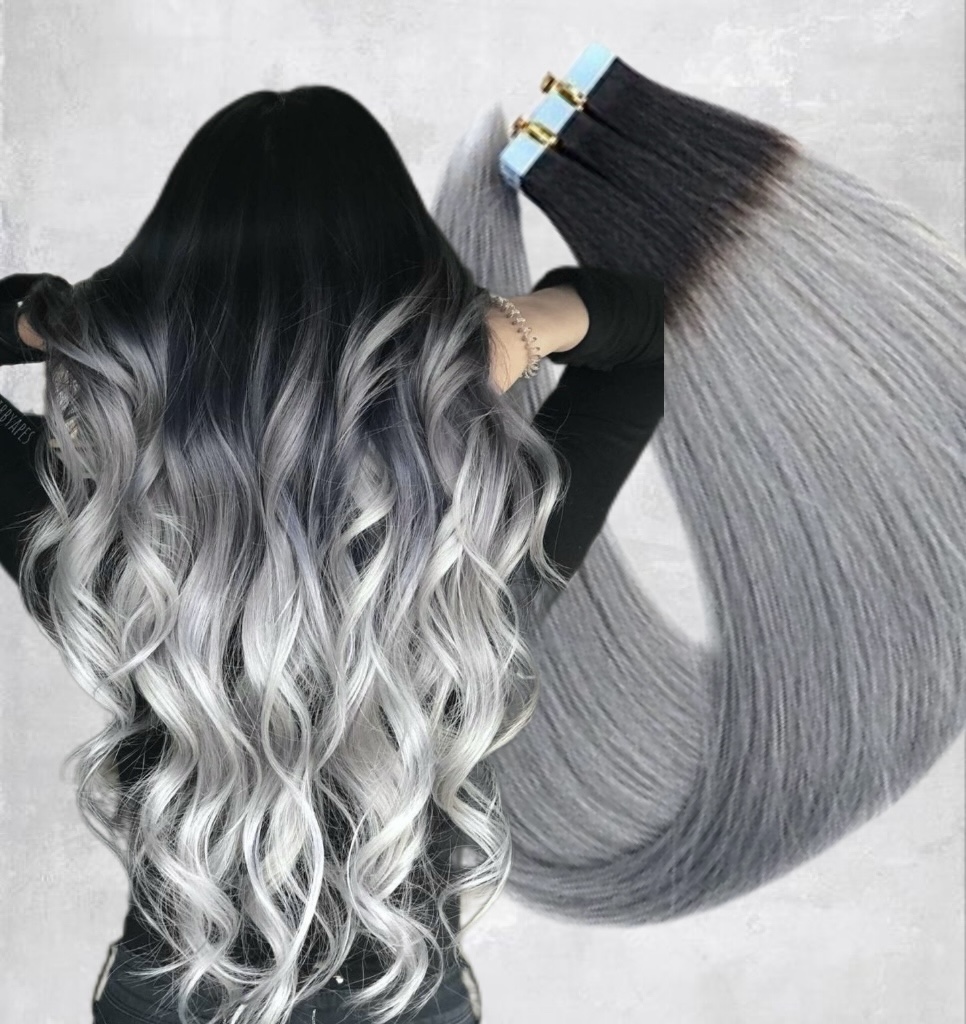 Tape In Black Collection Ombre 1b Grey - Extensii de par București