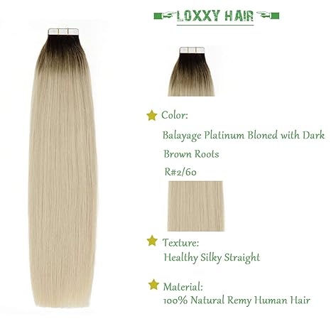 Extensii Tape In White Platinum Ombre #3 #60 - Extensii de par București