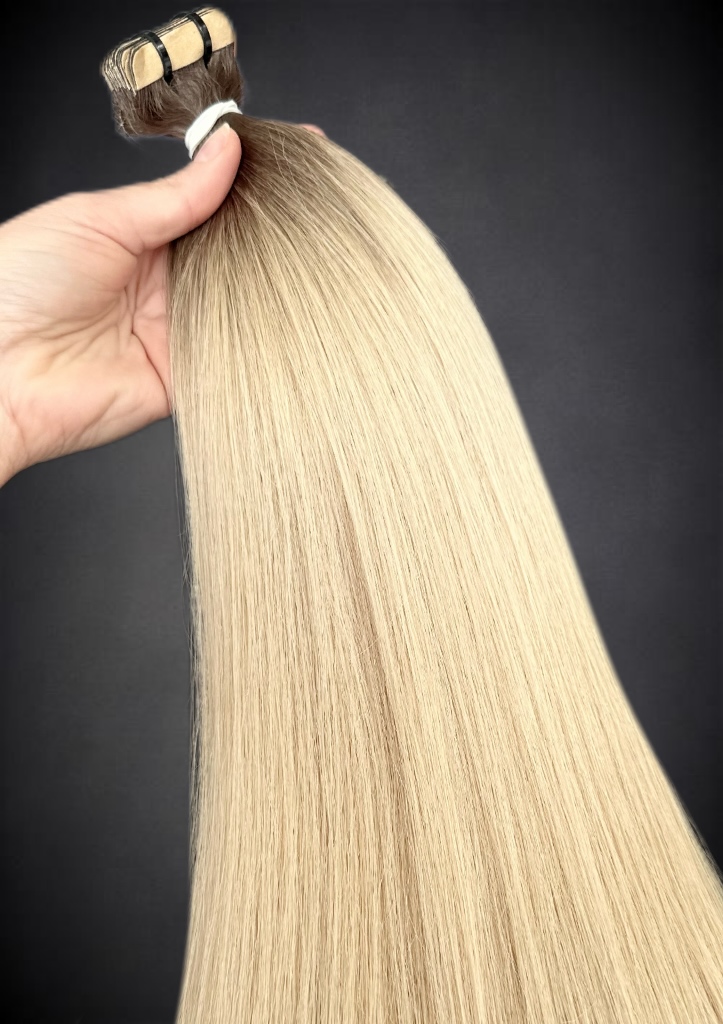 Extensii Tape-in SLAVIC Hair Ombre Saten Natural/ Blond Deschis - Extensii de par București