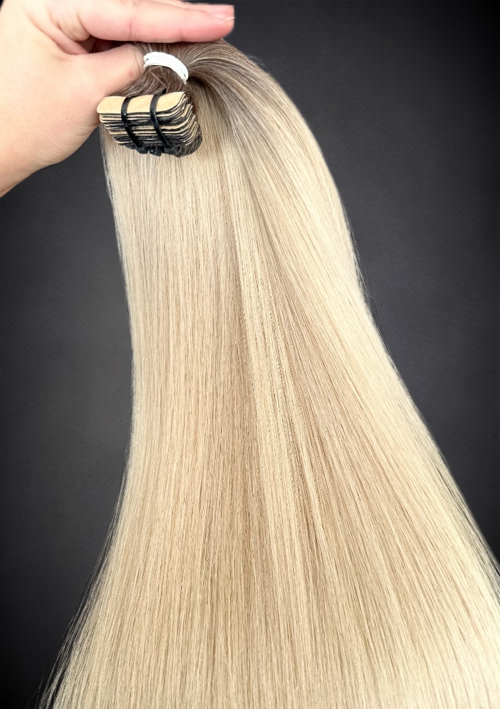 Extensii Tape-in SLAVIC Hair Ombre Saten Natural/ Blond Deschis - Extensii de par București