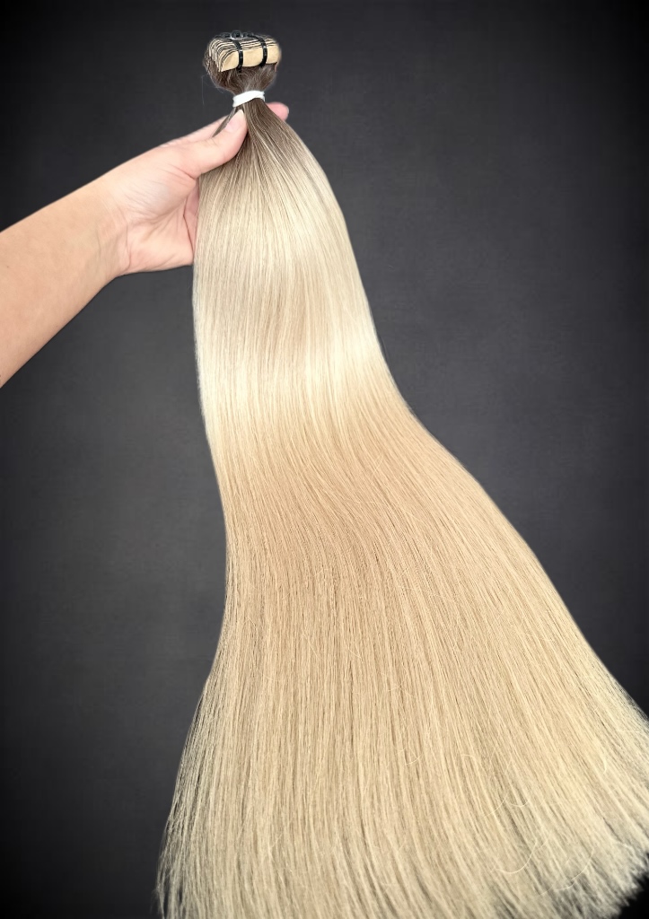 Extensii Tape-in SLAVIC Hair Ombre Saten Natural/ Blond Deschis - Extensii de par București