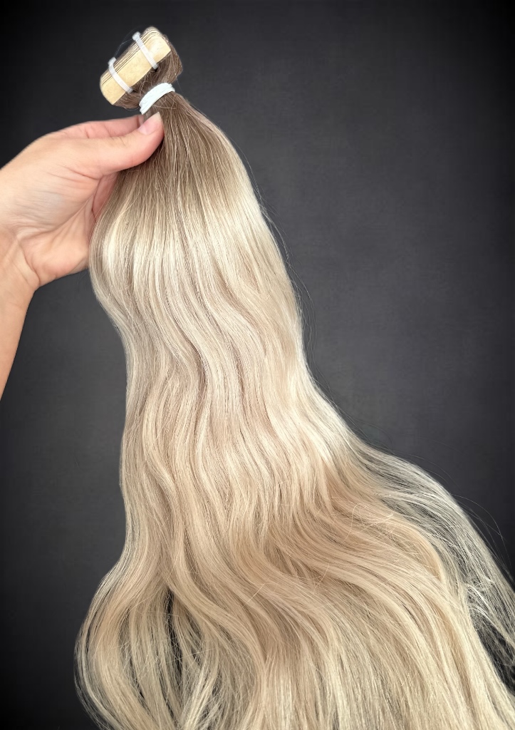 Extensii Tape-in SLAVIC Hair Ombre Saten Natural/ Blond Deschis - Extensii de par București