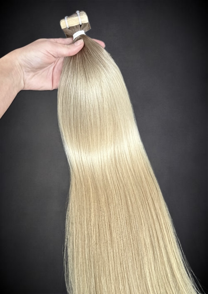 Extensii Tape-in SLAVIC Hair Ombre Saten Natural/ Blond Perlat - Extensii de par București