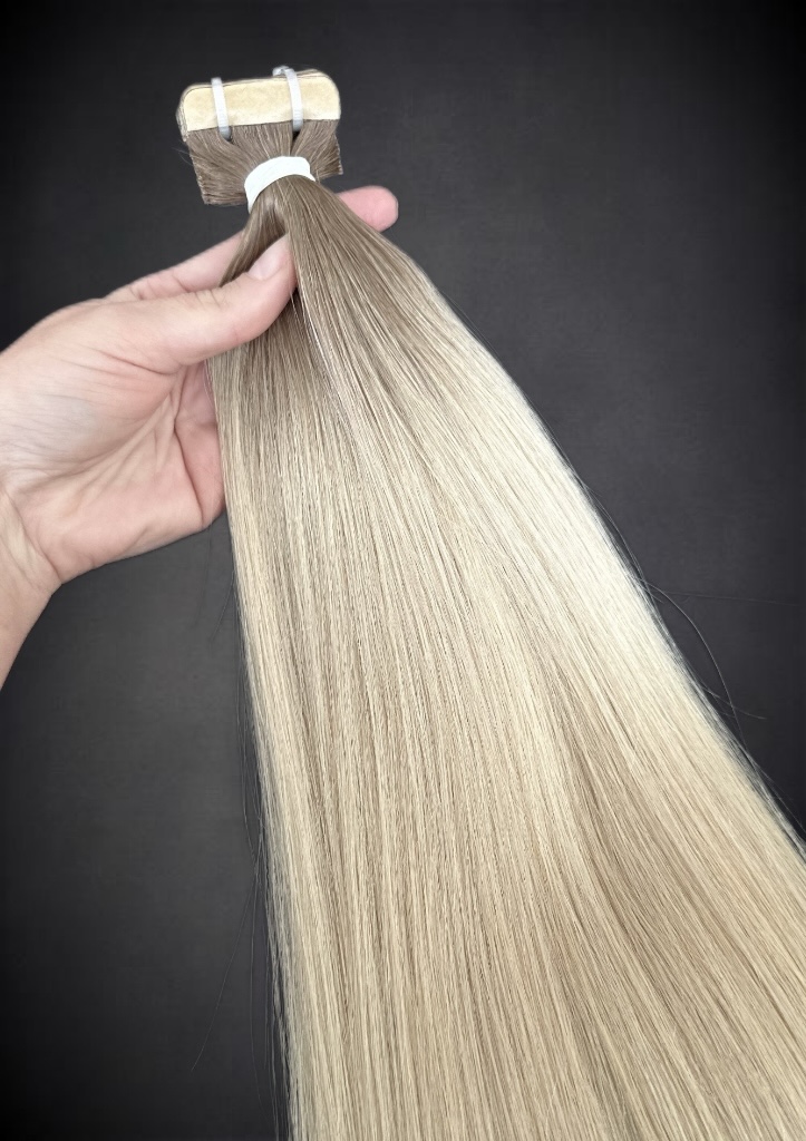 Extensii Tape-in SLAVIC Hair Ombre Saten Natural/ Blond Perlat - Extensii de par București