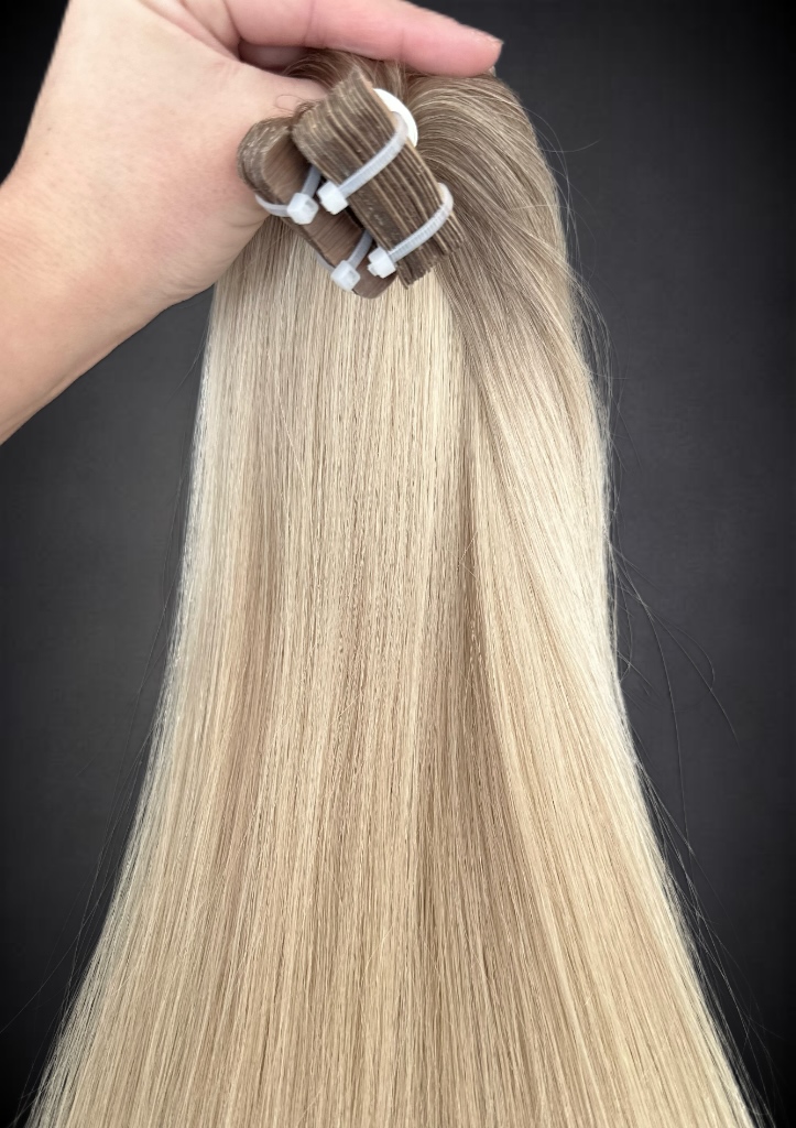 Extensii Tape-in SLAVIC Hair Ombre Saten Natural/ Blond Perlat - Extensii de par București