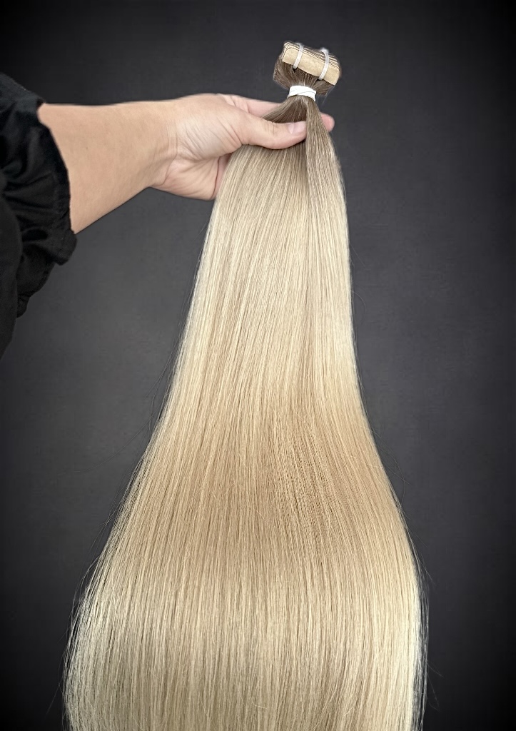 Extensii Tape-in SLAVIC Hair Ombre Saten Natural/ Blond Perlat - Extensii de par București