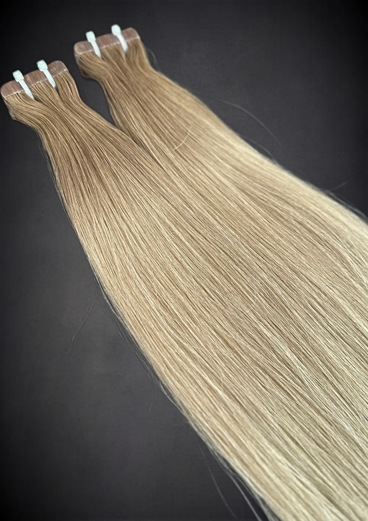 Extensii Tape-in SLAVIC Hair Ombre Saten Natural Deschis/ Blond Bej - Extensii de par București