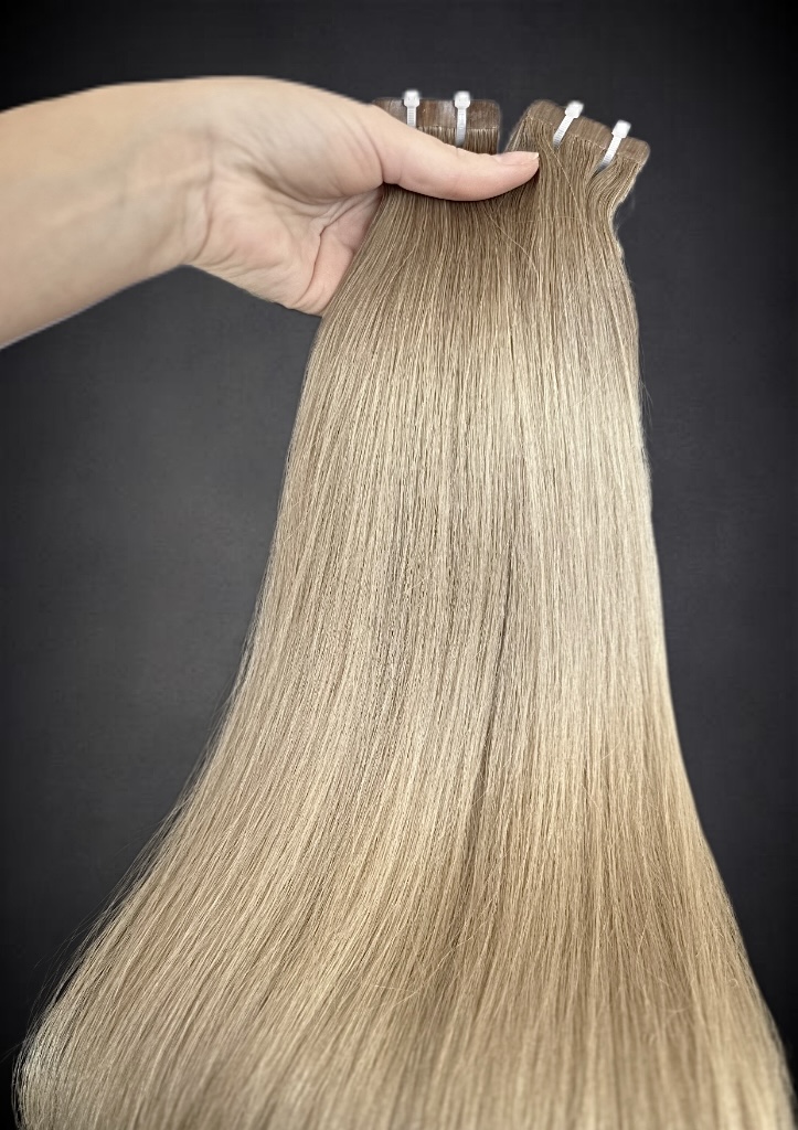 Extensii Tape-in SLAVIC Hair Ombre Saten Natural Deschis/ Blond Bej - Extensii de par București