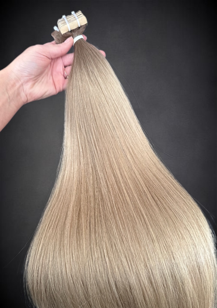 Extensii Tape-in SLAVIC Hair Ombre Saten Natural/ Blond Nisipiu - Extensii de par București