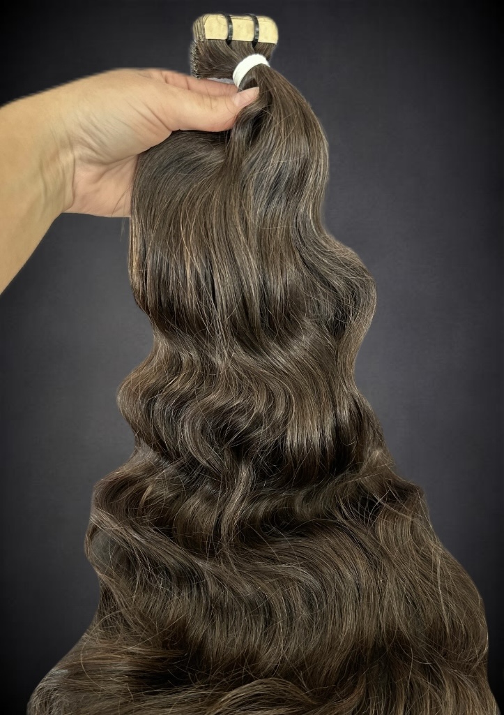 Extensii Tape-in SLAVIC Hair Saten Natural Inchis - Extensii de par București