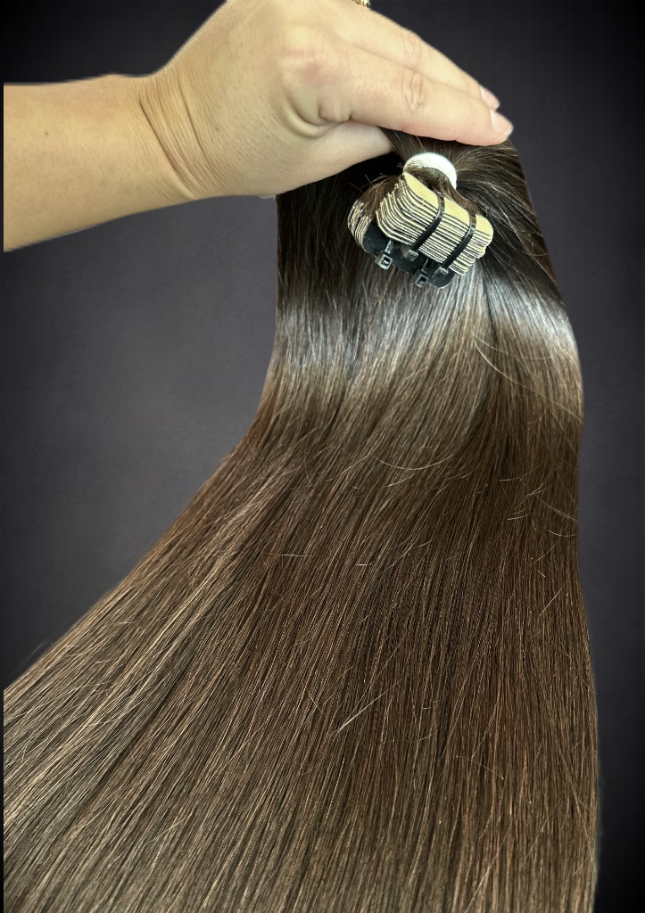 Extensii Tape-in SLAVIC Hair Saten Natural Inchis - Extensii de par București