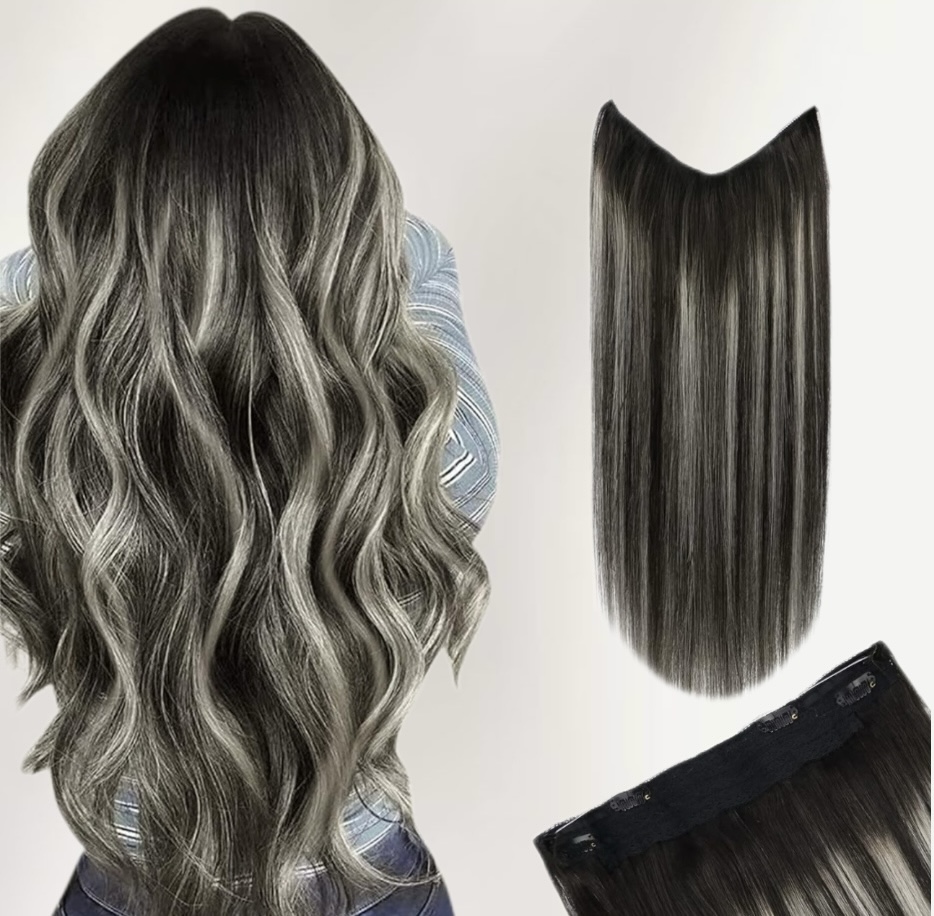 Trese de Par Oskar Balayage #1B/ Grey/ #1B - Extensii de par București
