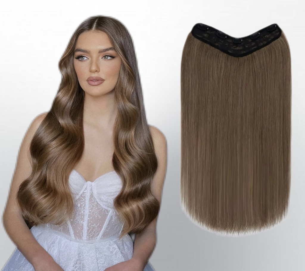 Trese de Par Natural V-Shape Luxe #8 - Extensii de par București