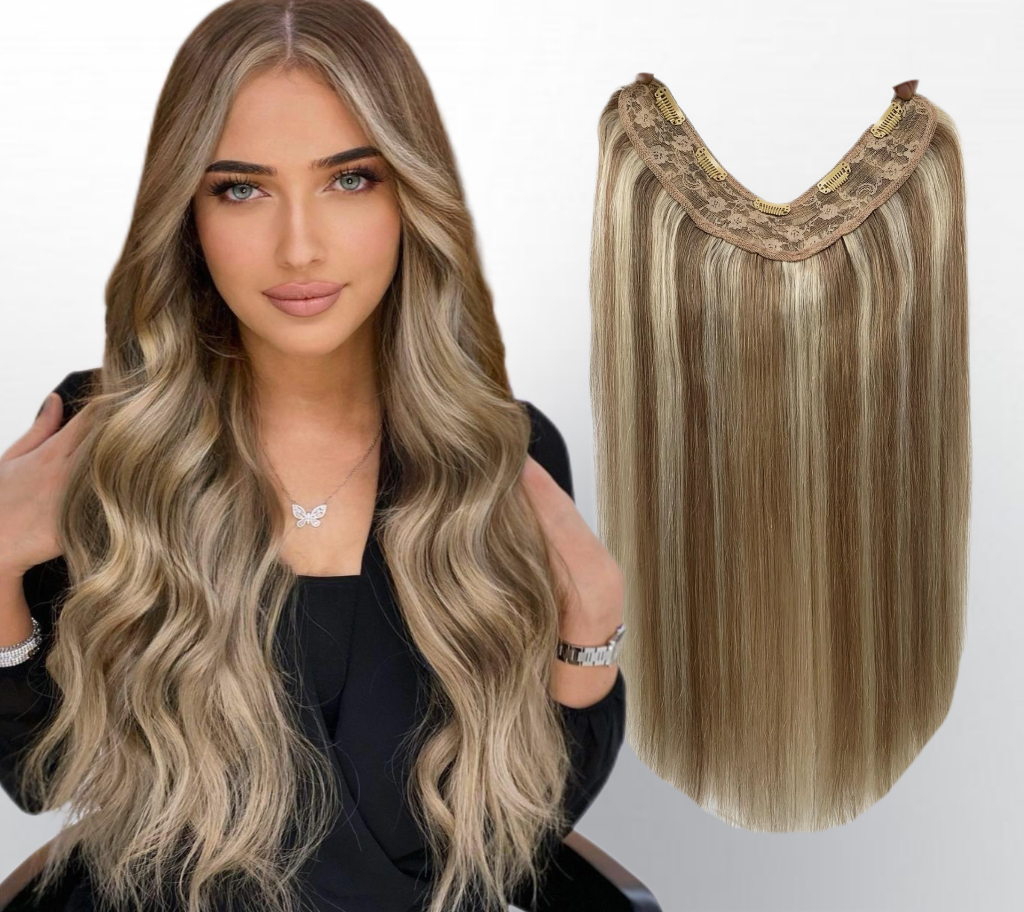 Trese de Par Natural V-Shape Balayage #7/#18 - Extensii de par București