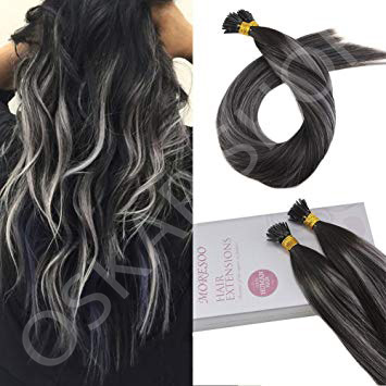 Extensii cheratina Luxe Balayage #1B Grey - Extensii de par București